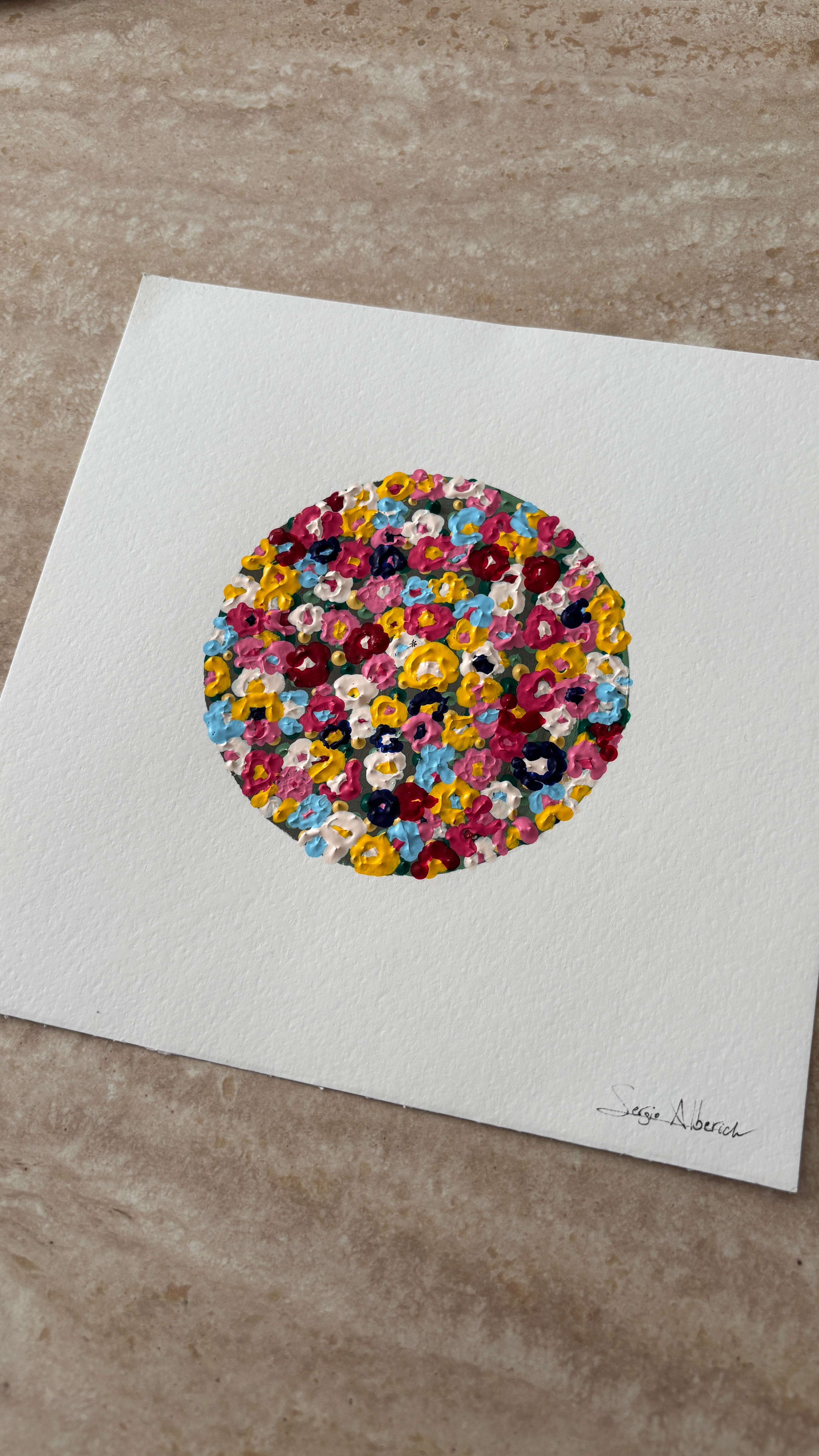 Nidos. Obra papel con marco 30x30 cm