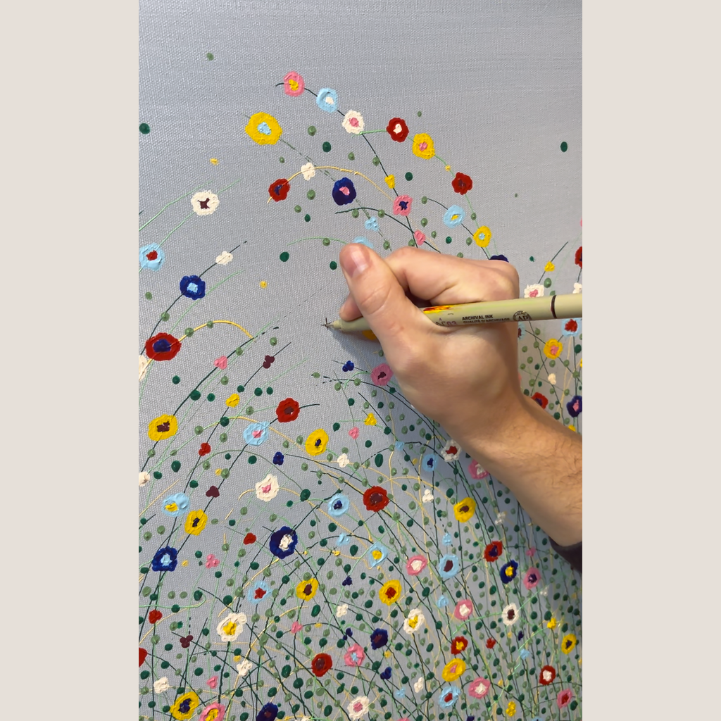 Todo florece azul grisáceo. Lienzo 100x100 cm