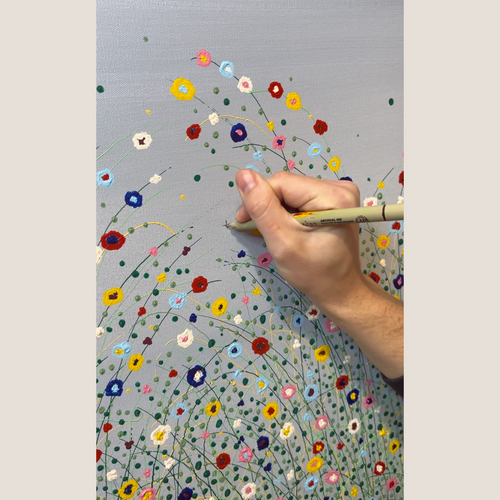 Todo florece azul grisáceo. Lienzo 100x100 cm