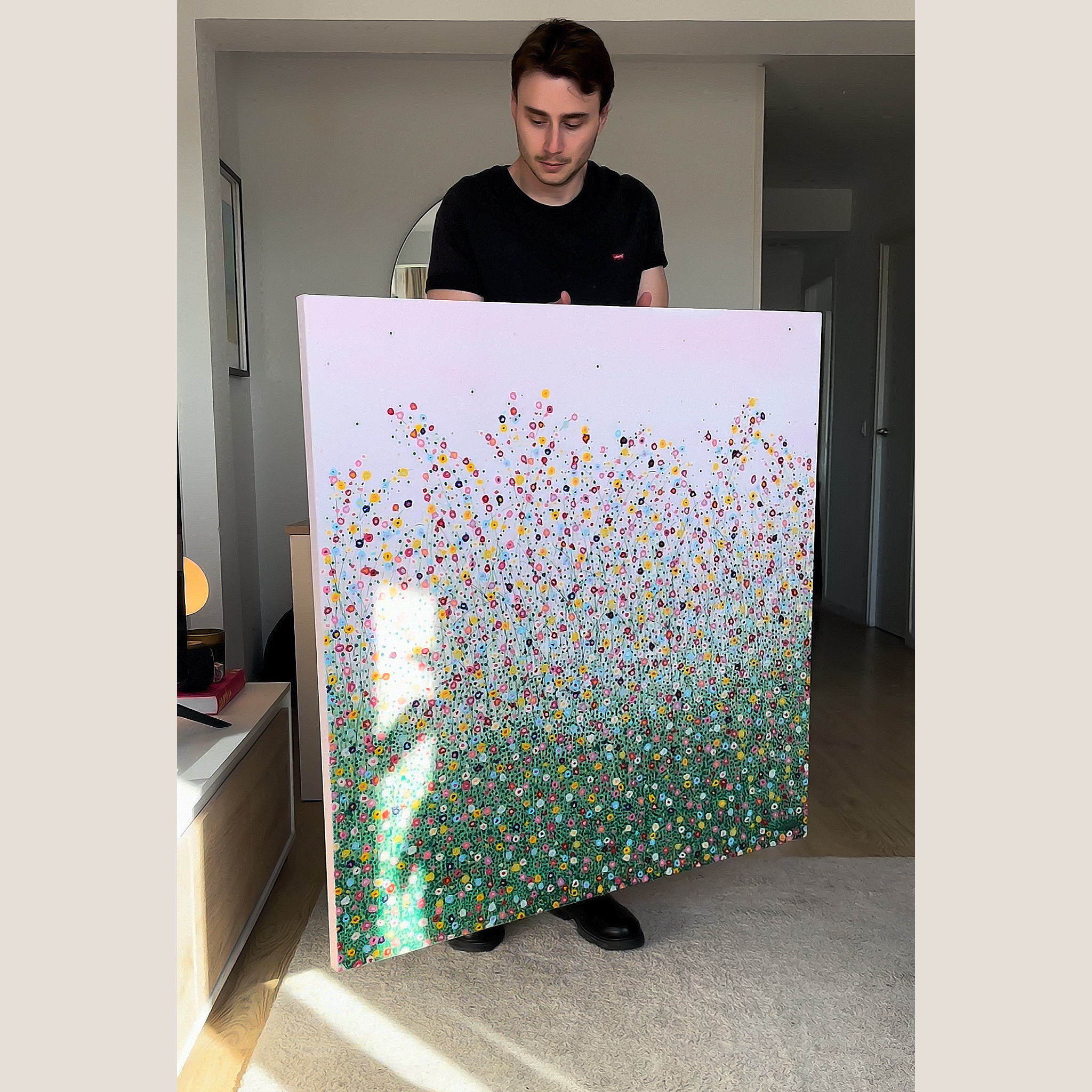 Todo florece rosa pálido. Lienzo 100x100 cm