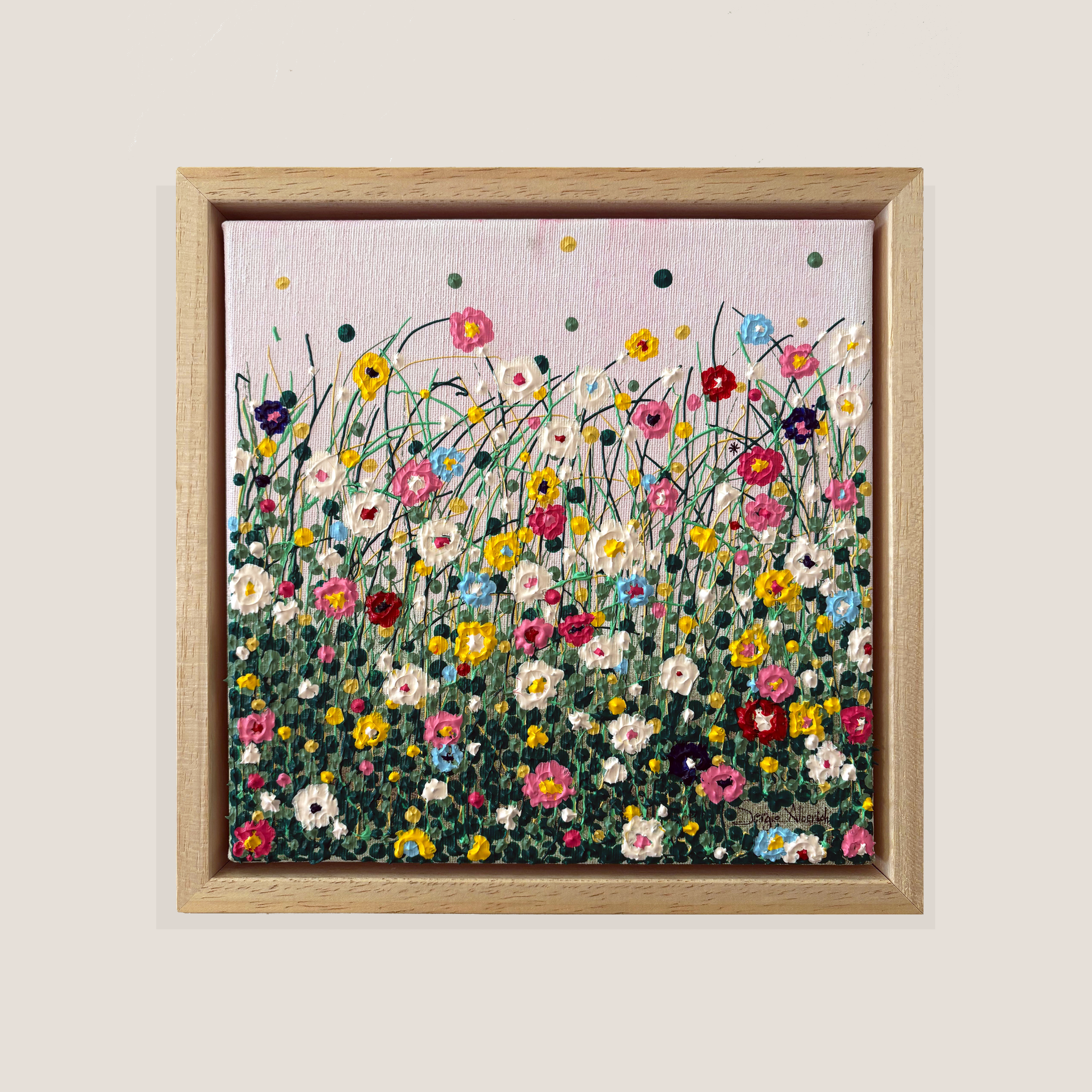 Todo florece rosa pálido. Lienzo 20x20 cm