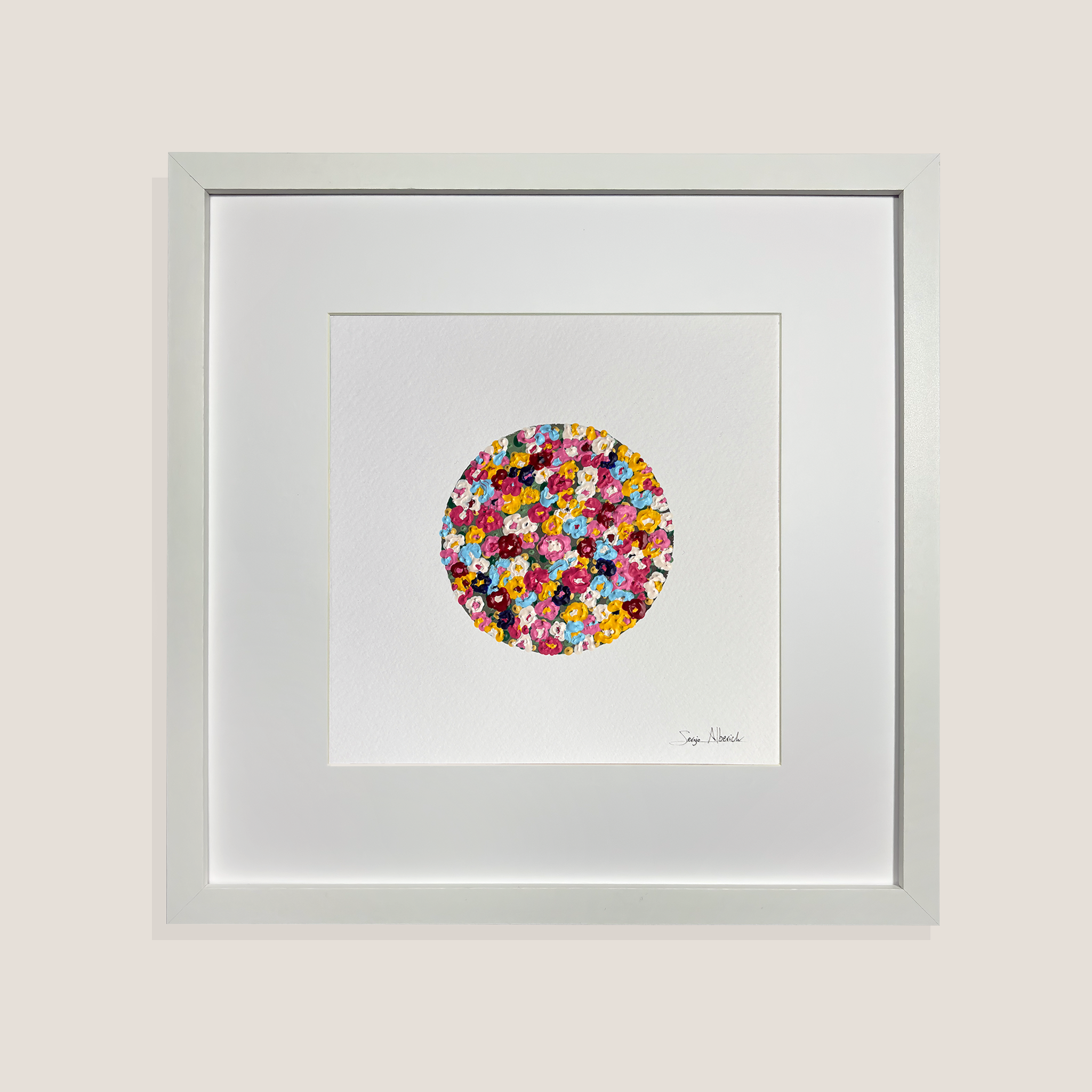 Nidos. Obra papel con marco 30x30 cm