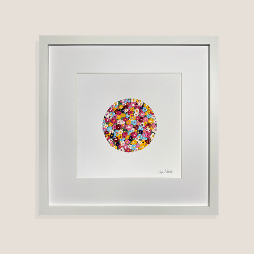 Nidos. Obra papel con marco 30x30 cm