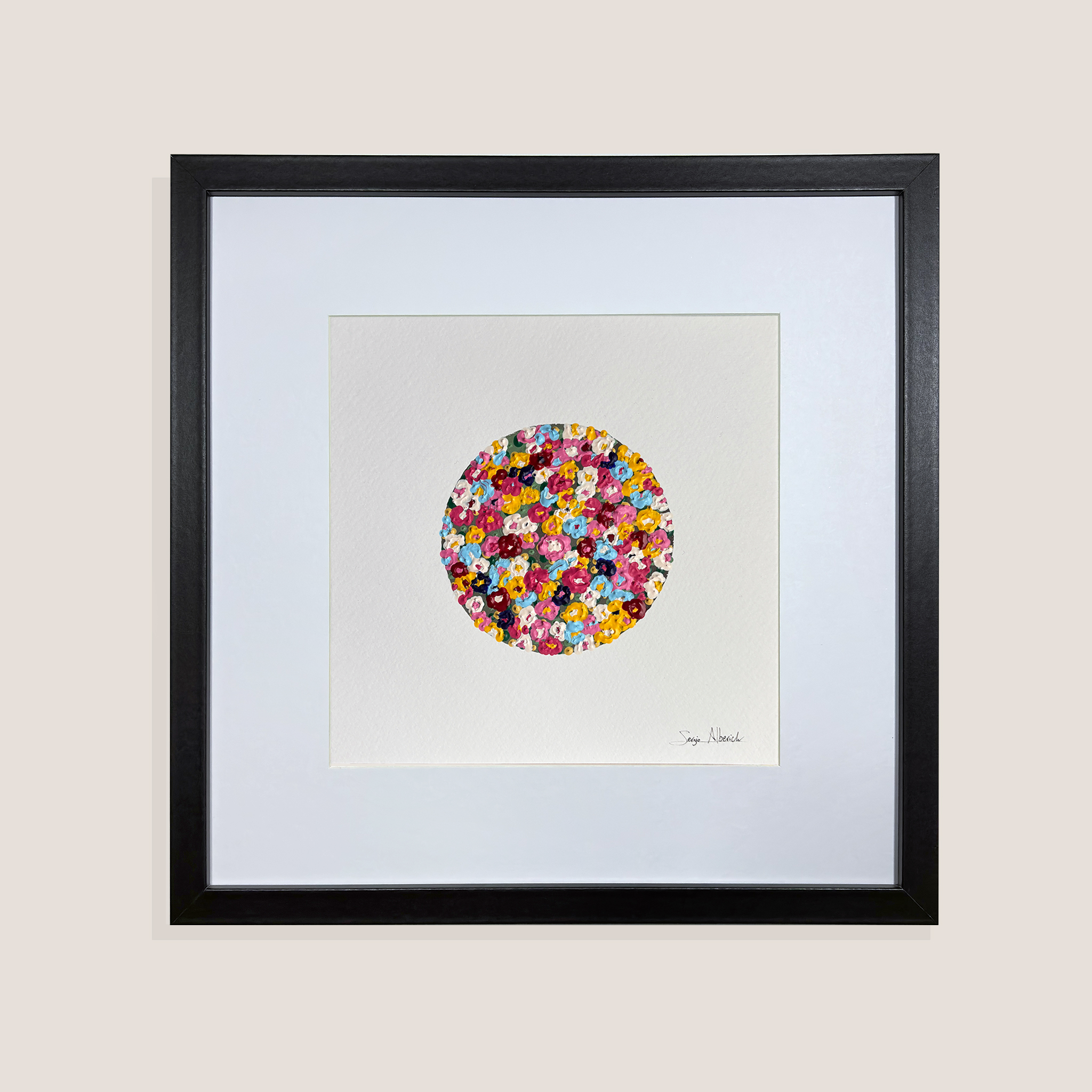 Nidos. Obra papel con marco 30x30 cm