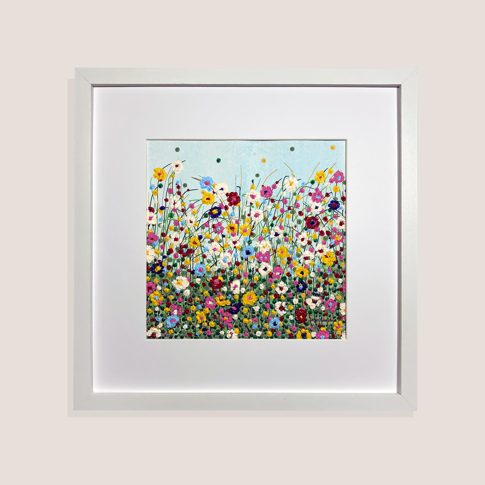 Todo florece azul. Obra papel 30x30 cm