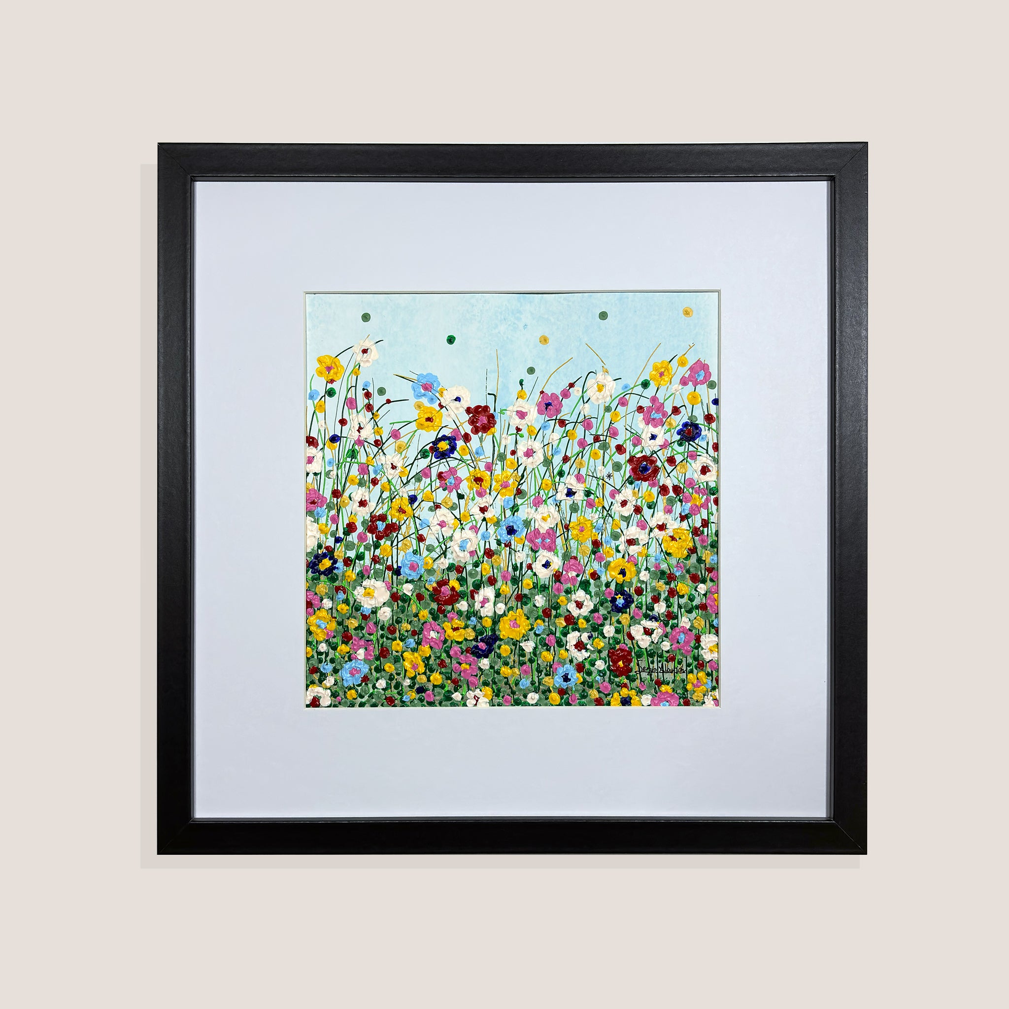 Todo florece azul. Obra papel 30x30 cm