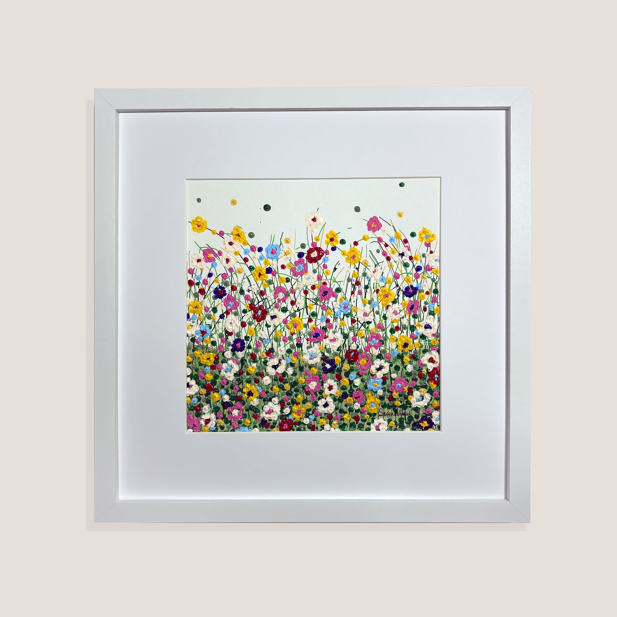 Todo florece blanco. Obra papel 30x30 cm