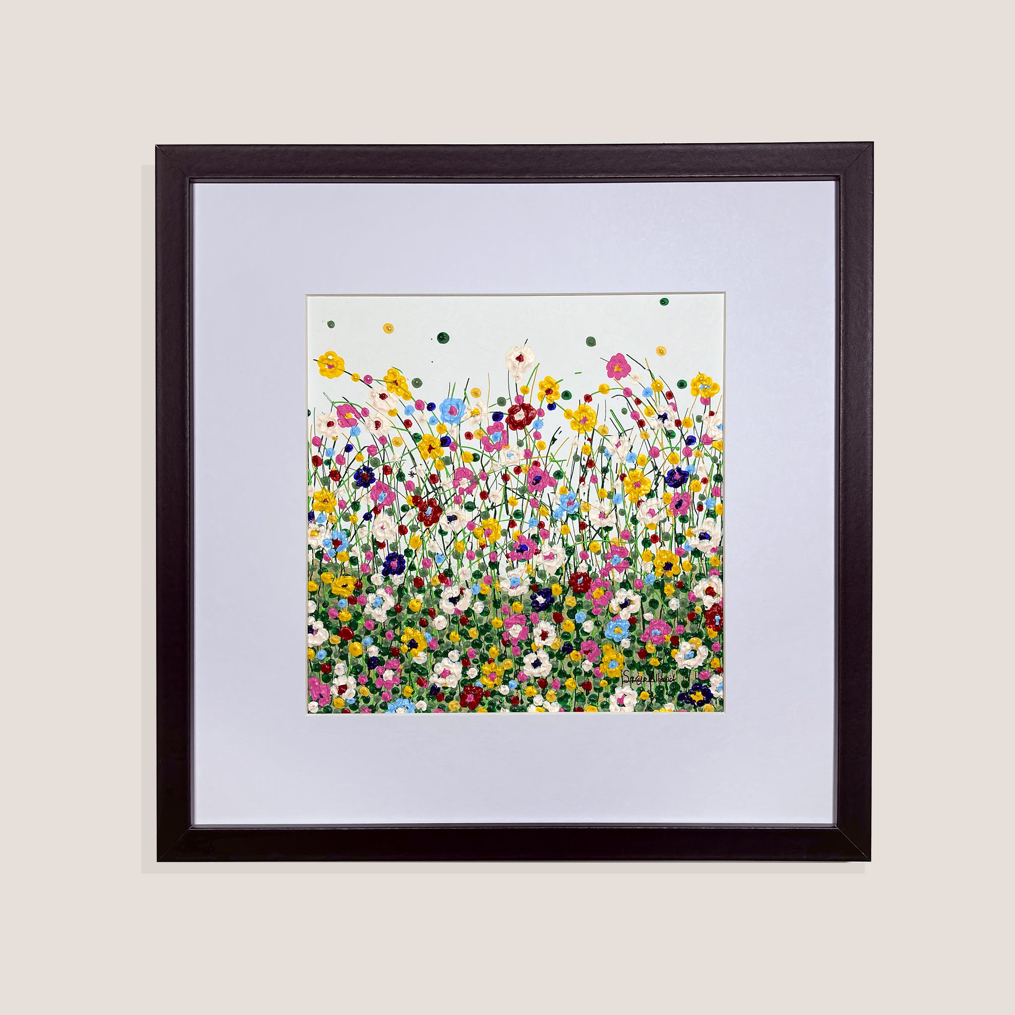 Todo florece blanco. Obra papel 30x30 cm