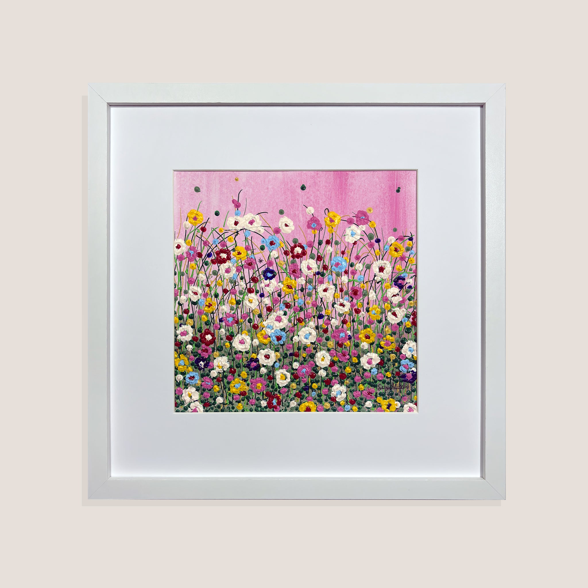 Todo florece rosa. Obra papel 30x30 cm