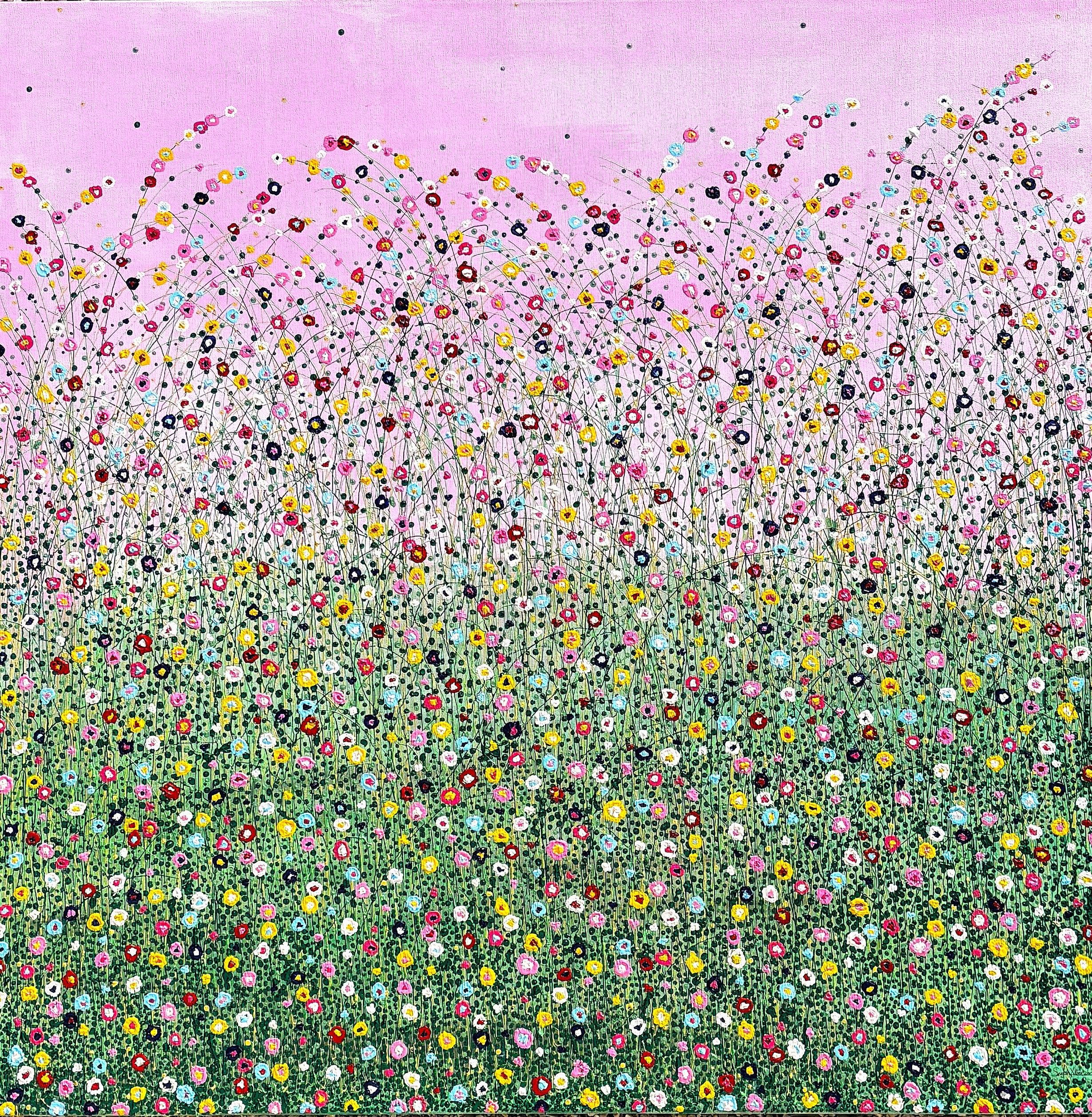 Todo florece rosa pálido. Lienzo 100x100 cm