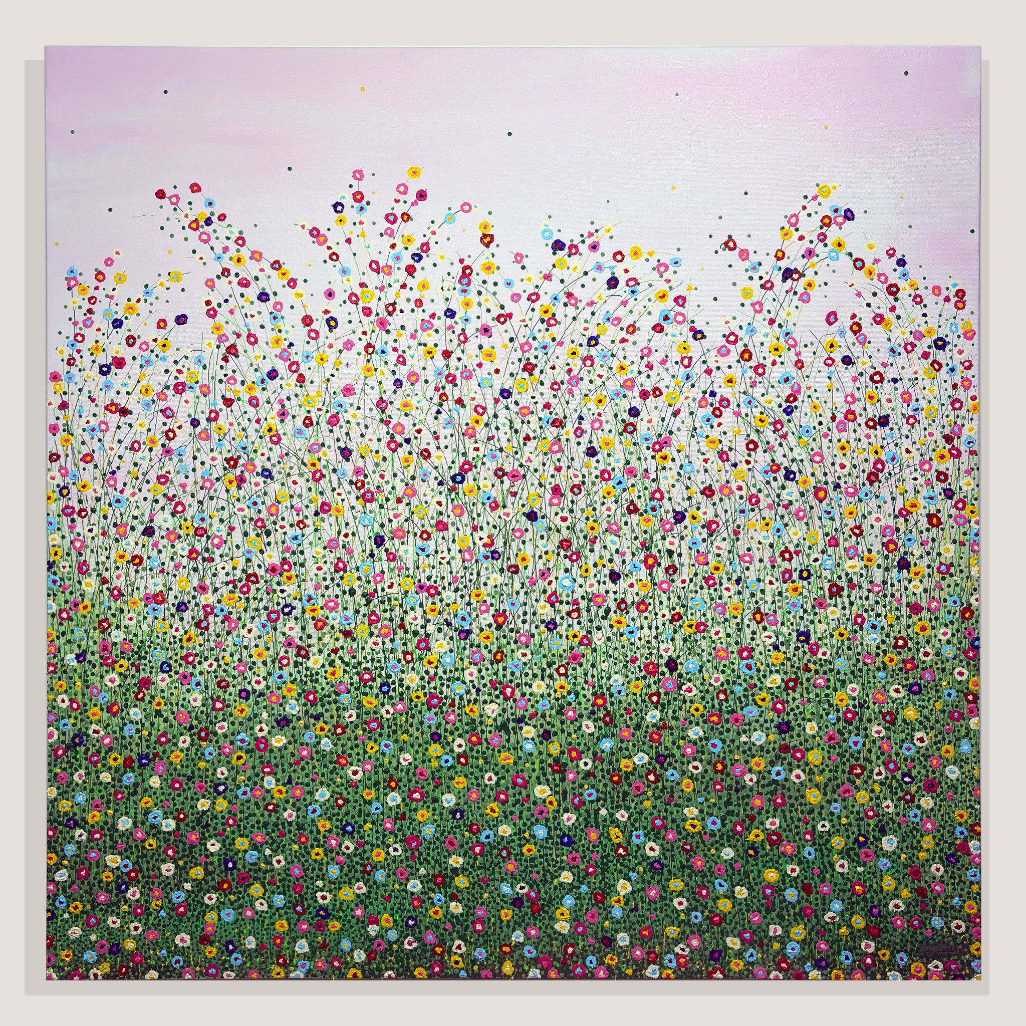 Todo florece rosa pálido. Lienzo 100x100 cm