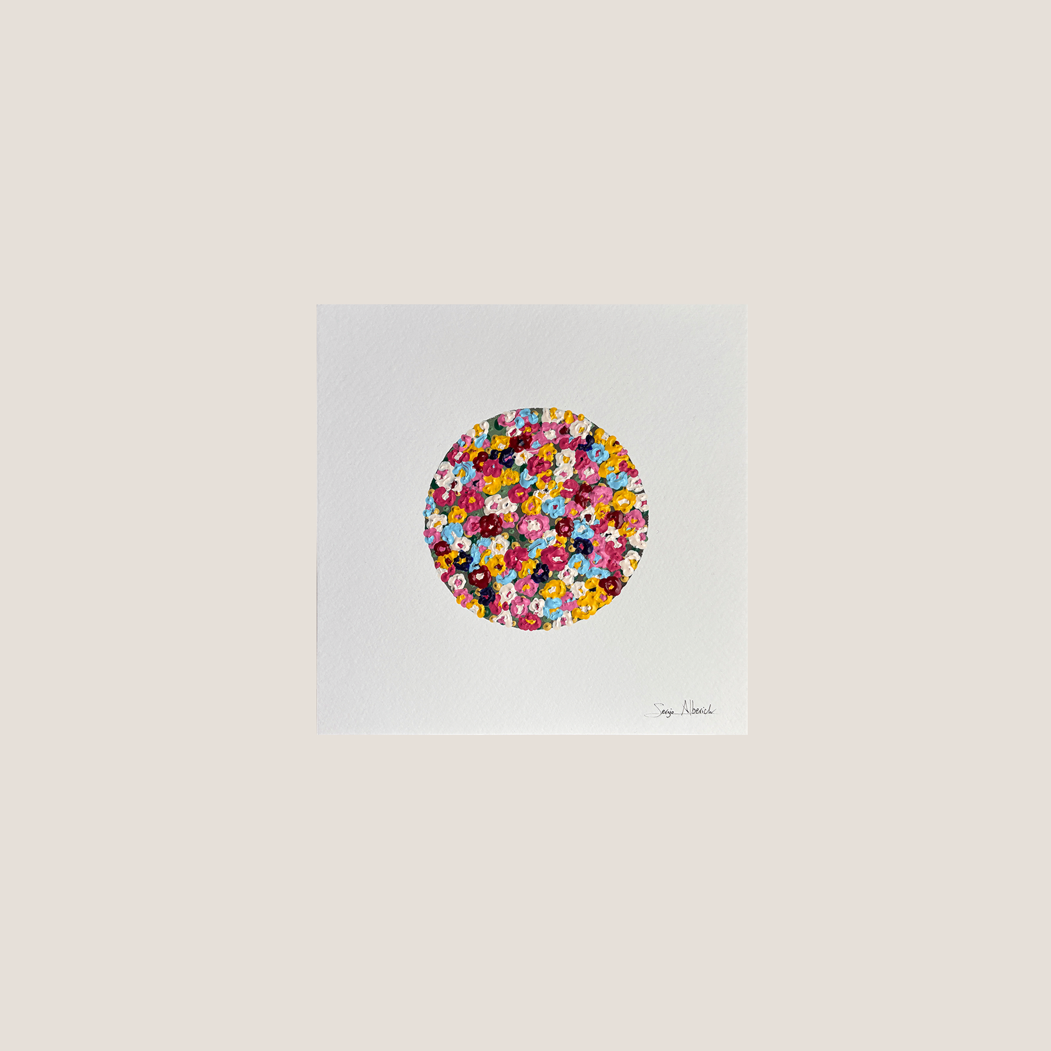 Nidos. Obra papel con marco 30x30 cm